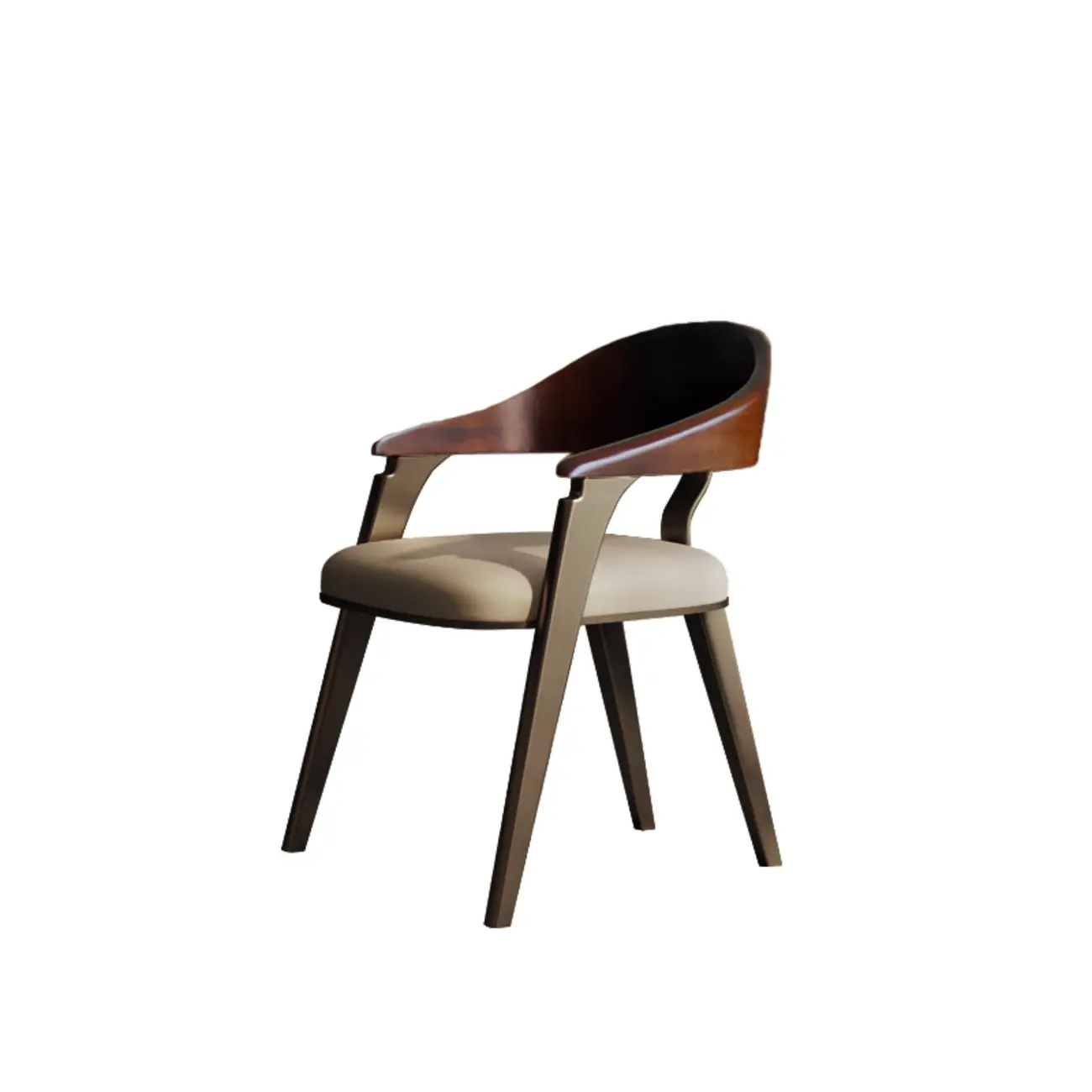 Luxury Curved Back Genuine Leather Dining Chair Armrest Image - 8 | homeyfad