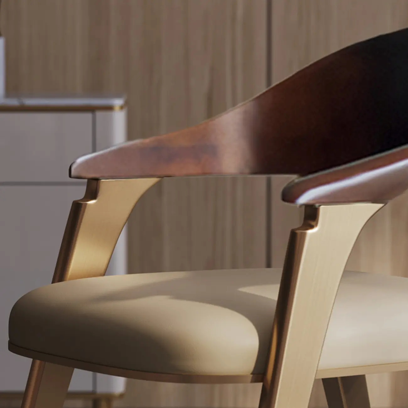 Luxury Curved Back Genuine Leather Dining Chair Armrest Image - 13 | homeyfad