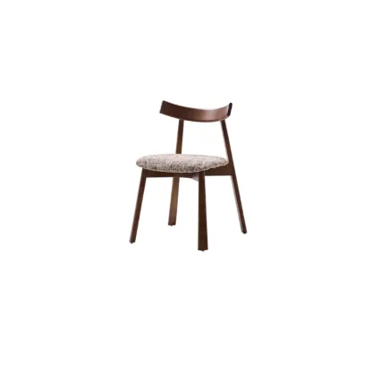 Curved Back Upholstered Armless Dining Chair Wood Frame Image - 5