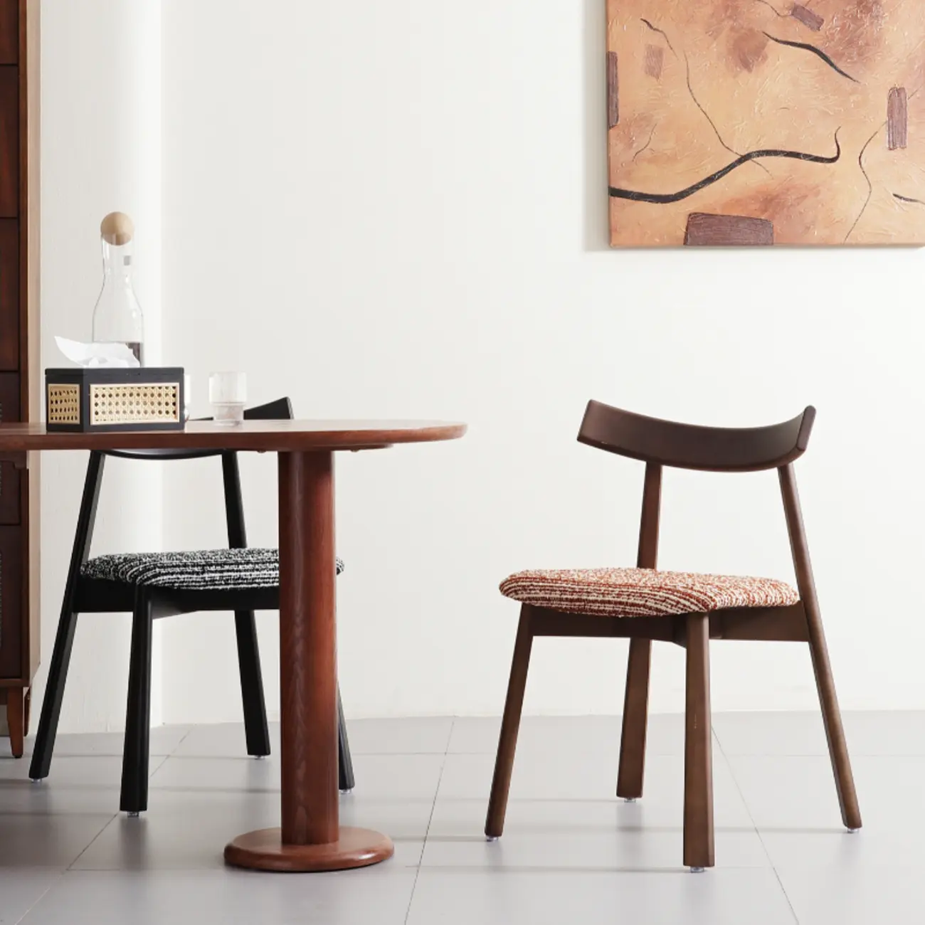 Curved Back Upholstered Armless Dining Chair Wood Frame Image - 4 | homeyfad