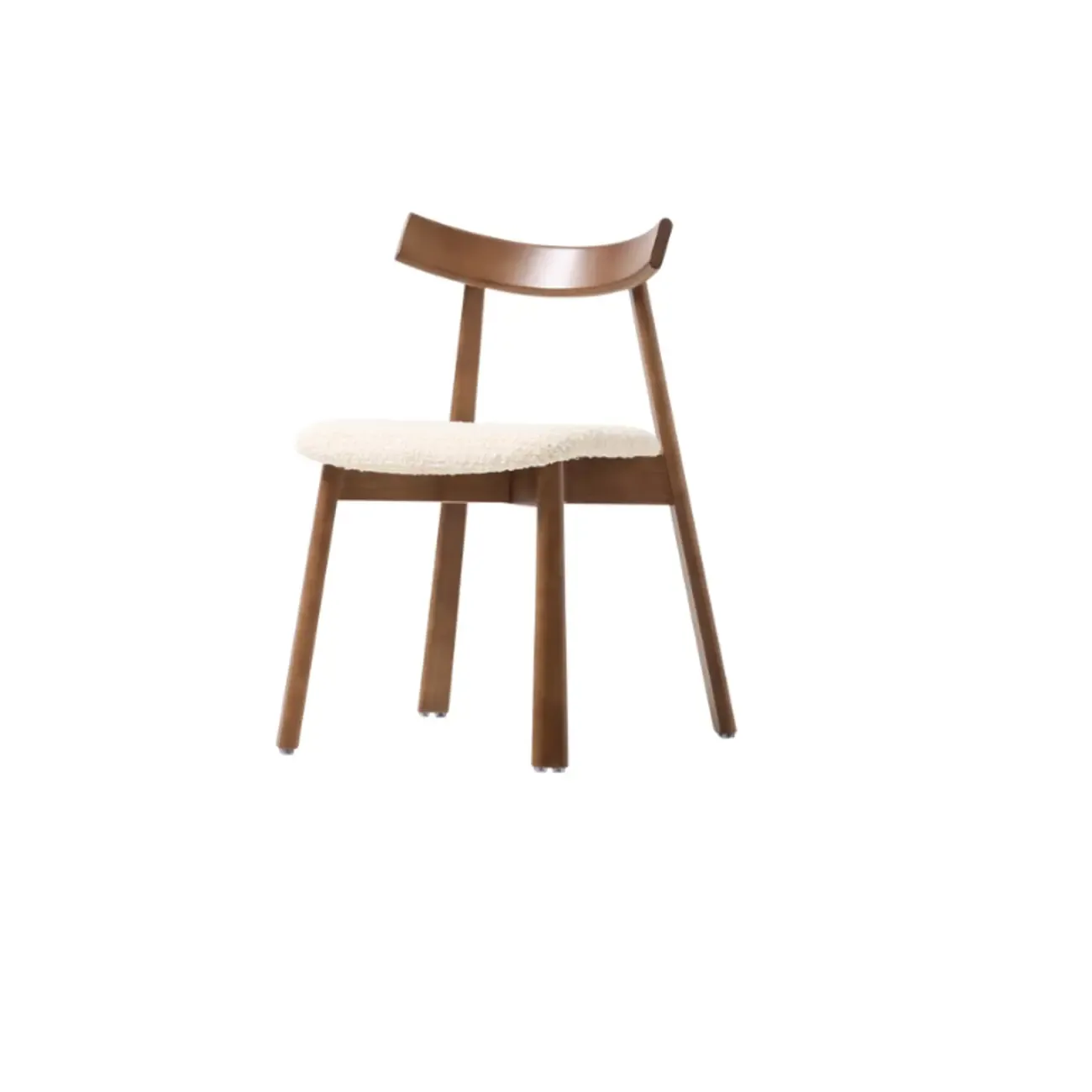 Curved Back Upholstered Armless Dining Chair Wood Frame Image - 7