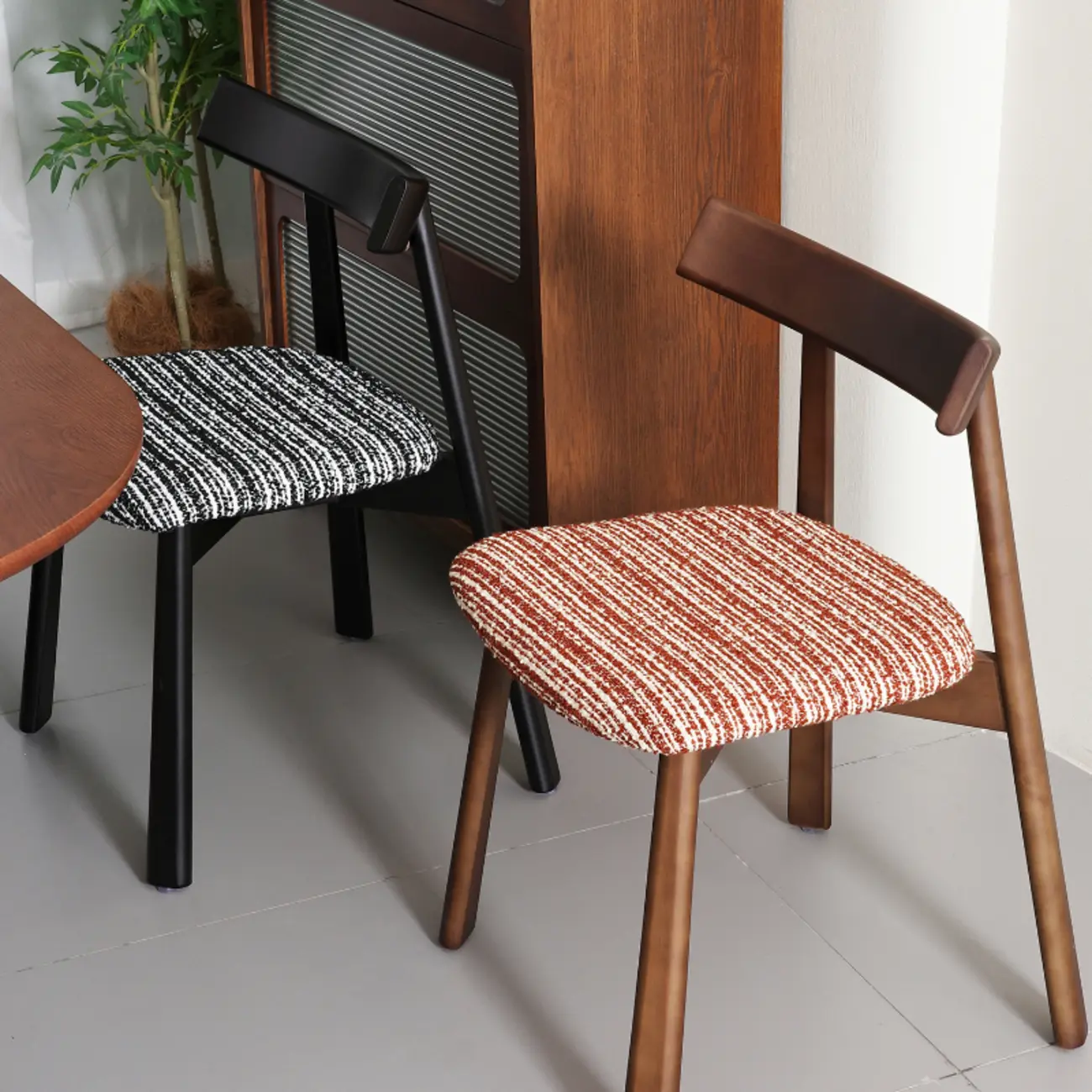 Curved Back Upholstered Armless Dining Chair Wood Frame Image - 2 | homeyfad