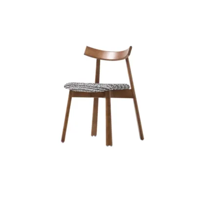 Curved Back Upholstered Armless Dining Chair Wood Frame Image - 9