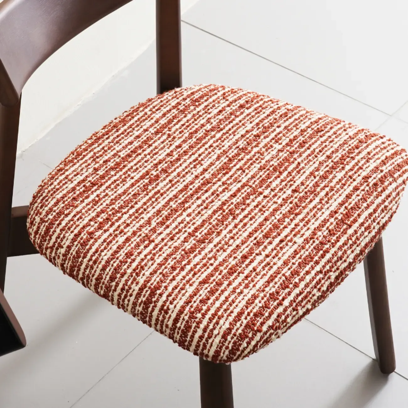 Curved Back Upholstered Armless Dining Chair Wood Frame Image - 12