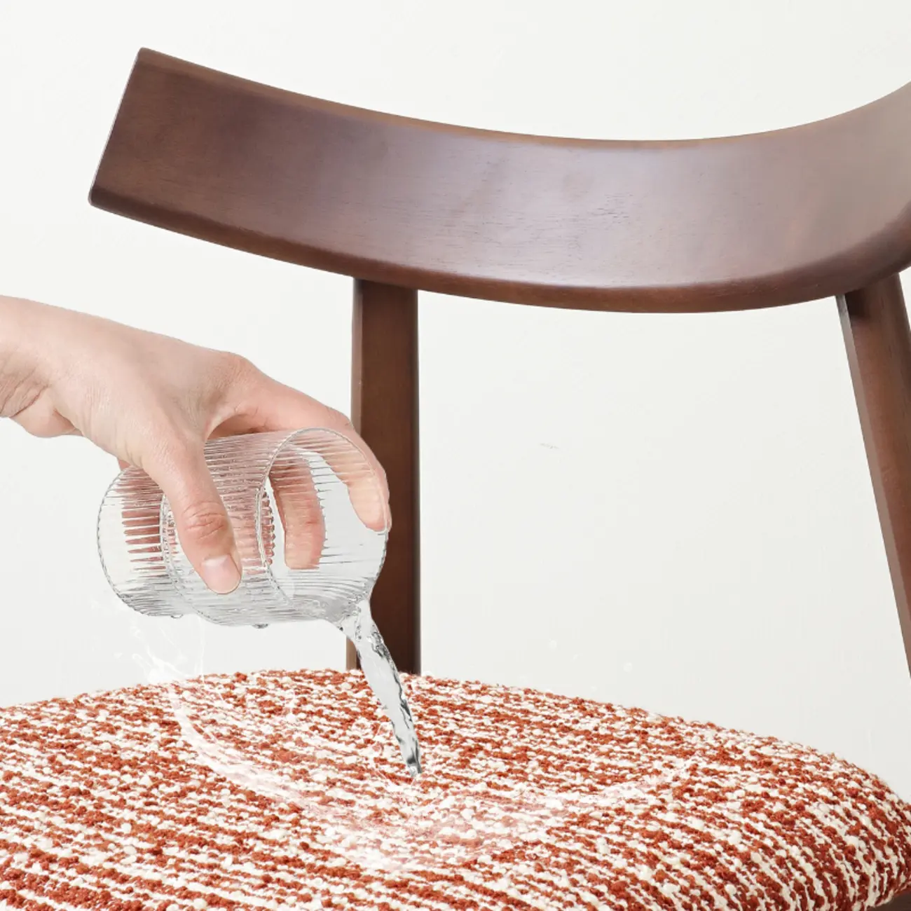 Curved Back Upholstered Armless Dining Chair Wood Frame Image - 13 | homeyfad