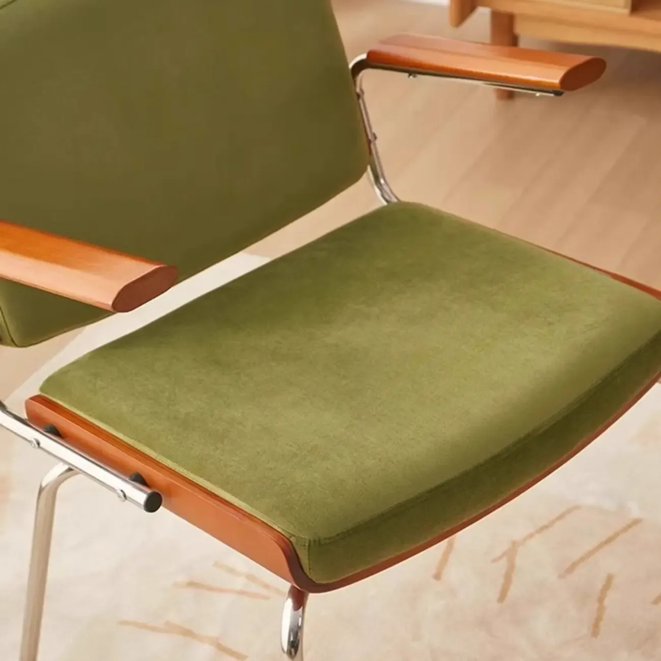 Mid-century Modern Upholstered Arm Dining Chair Low Back Image - 8