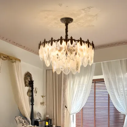 Black Crystal Layered Glass Vintage Chandelier Beads Image - 1