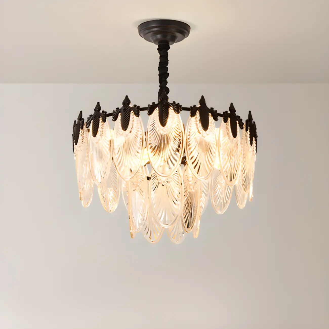 Black Crystal Layered Glass Vintage Chandelier Beads Image - 2