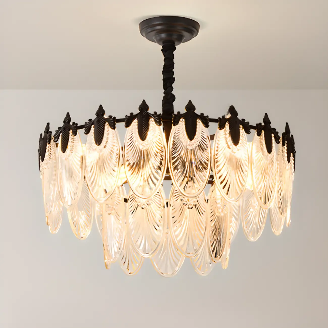 Black Crystal Layered Glass Vintage Chandelier Beads Image - 3