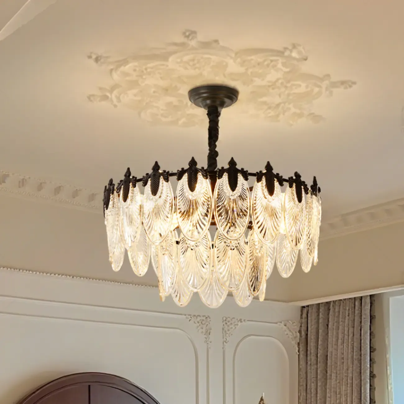 Black Crystal Layered Glass Vintage Chandelier Beads Image - 4