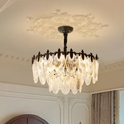 Black Crystal Layered Glass Vintage Chandelier Beads Image - 4