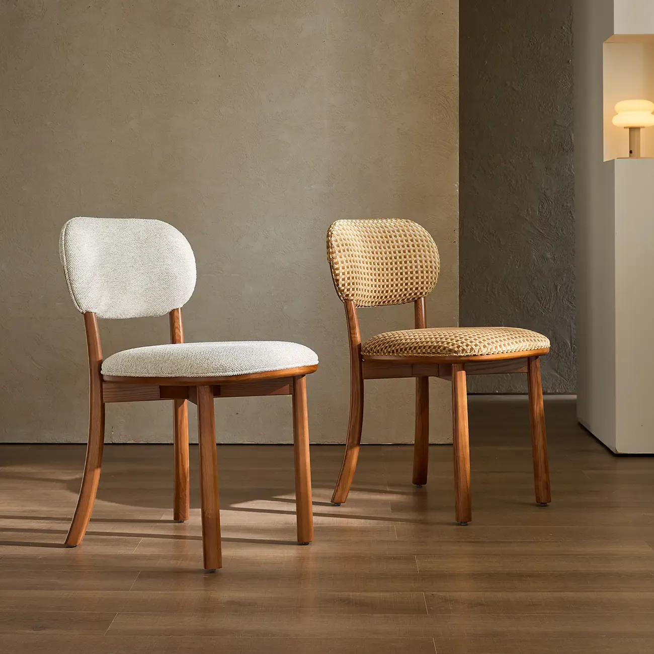 Modern Armless Upholstered Solid Wood Dining Chair Image - 3