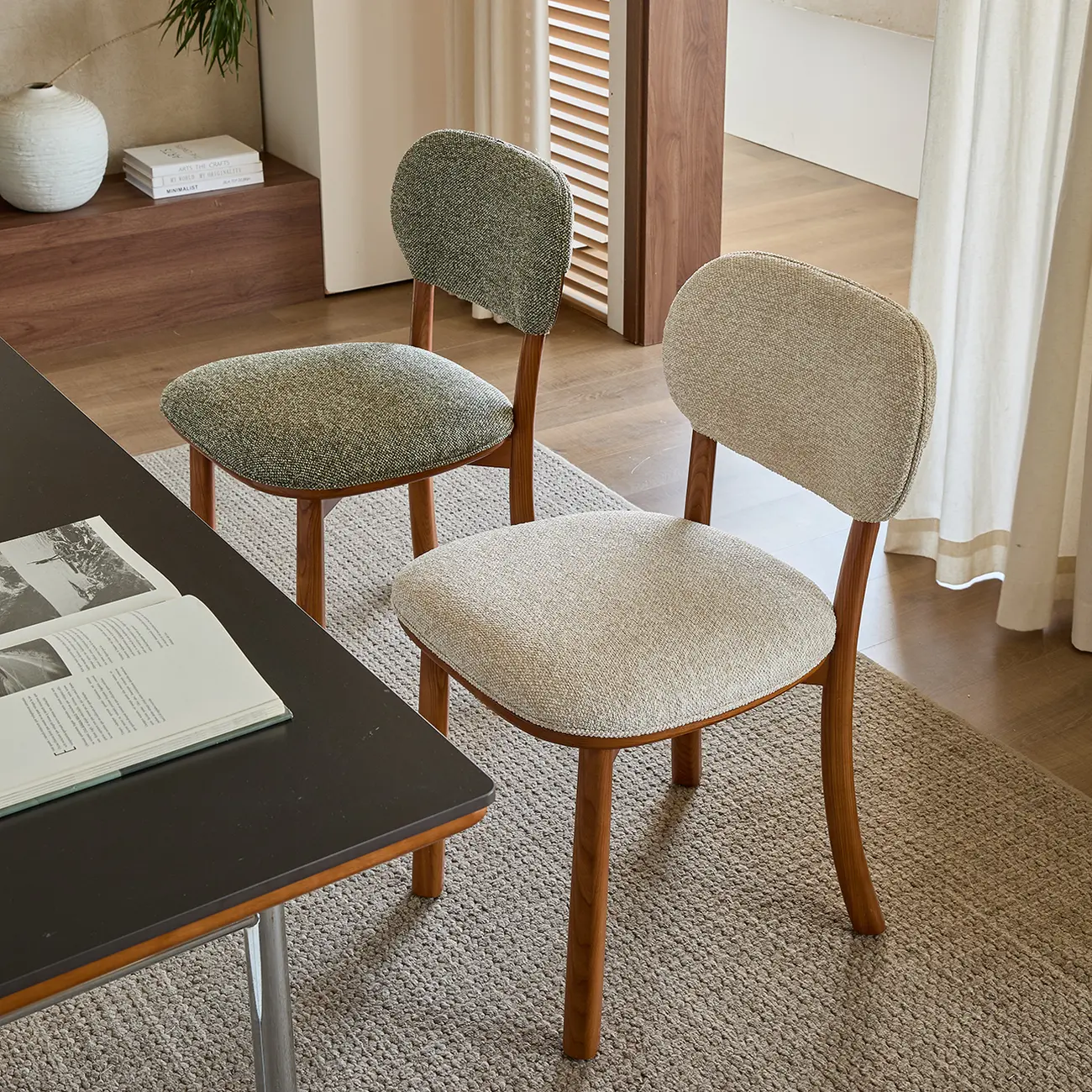 Modern Armless Upholstered Solid Wood Dining Chair Image - 4 | homeyfad