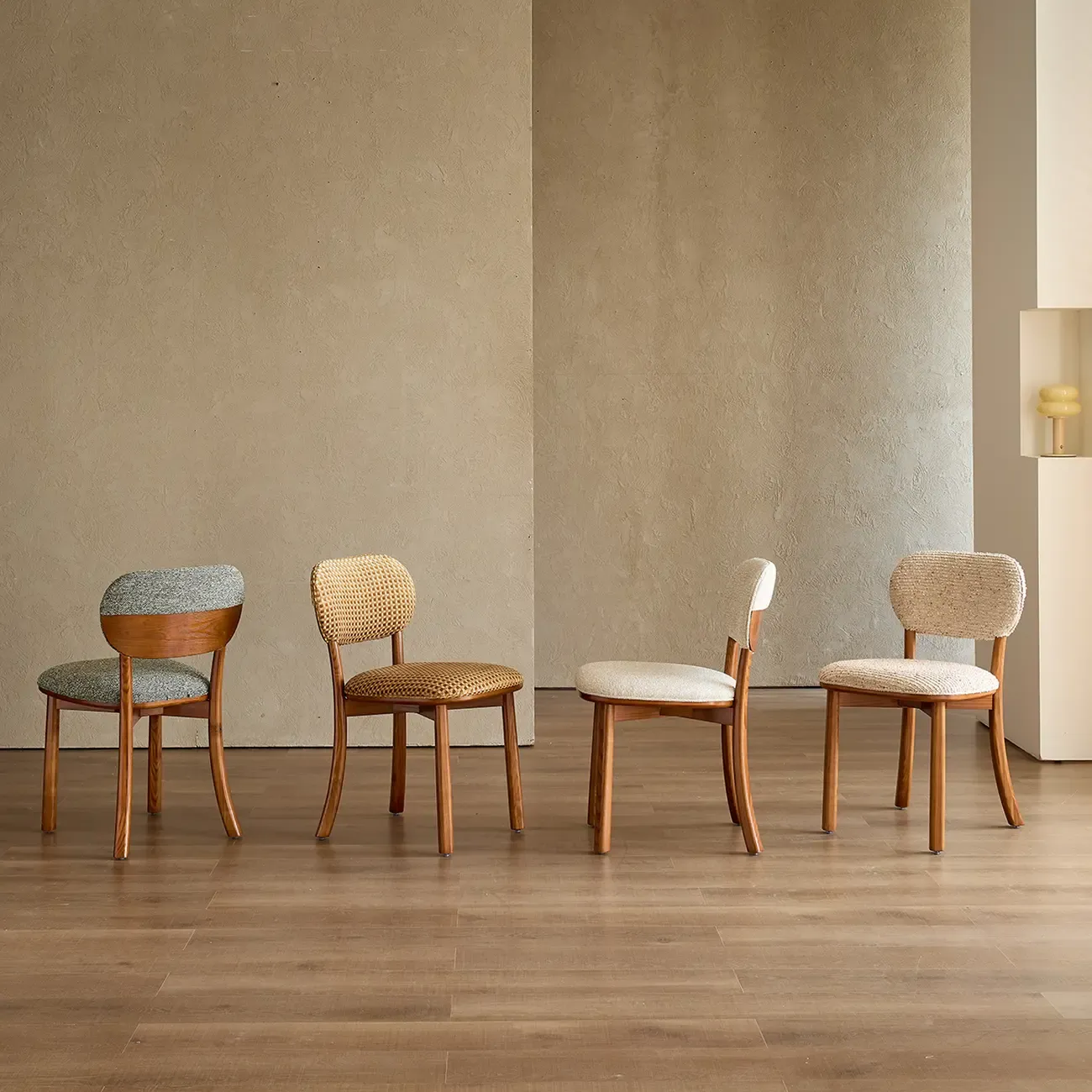 Modern Armless Upholstered Solid Wood Dining Chair Image - 2