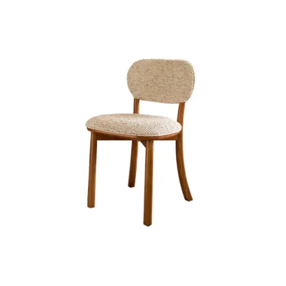 Modern Armless Upholstered Solid Wood Dining Chair Image - 14