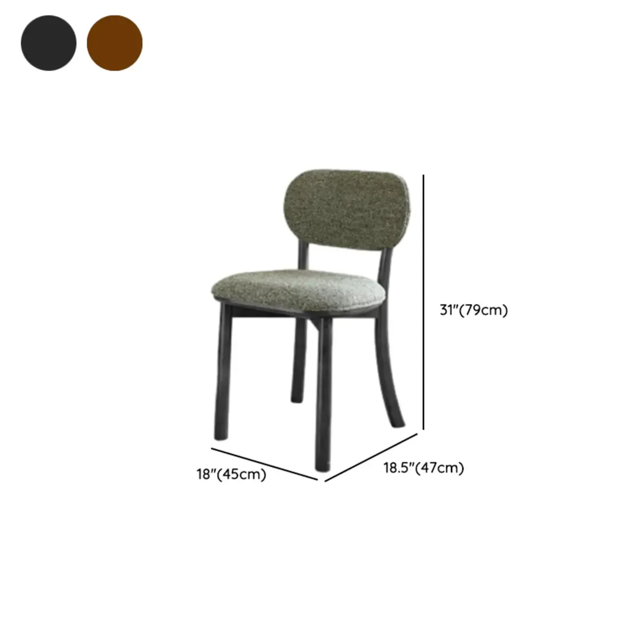 Modern Armless Upholstered Solid Wood Dining Chair Image - 17