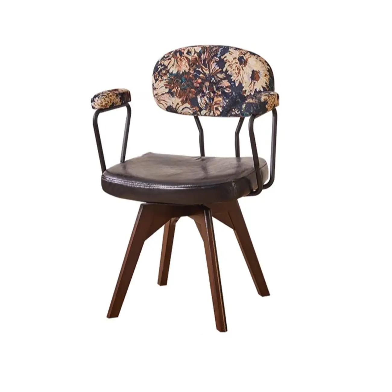 Mid Century Modern Leather Ergonomic Swivel Office Chair Image - 4 | homeyfad