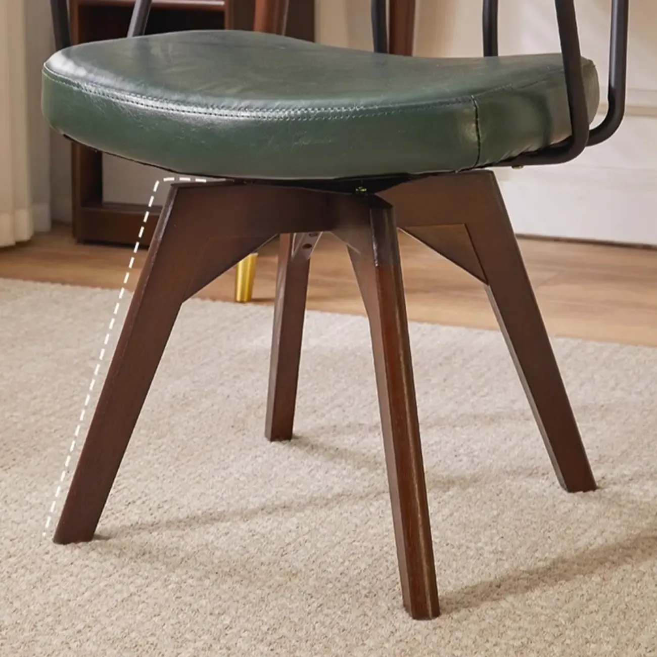 Mid Century Modern Leather Ergonomic Swivel Office Chair Image - 8