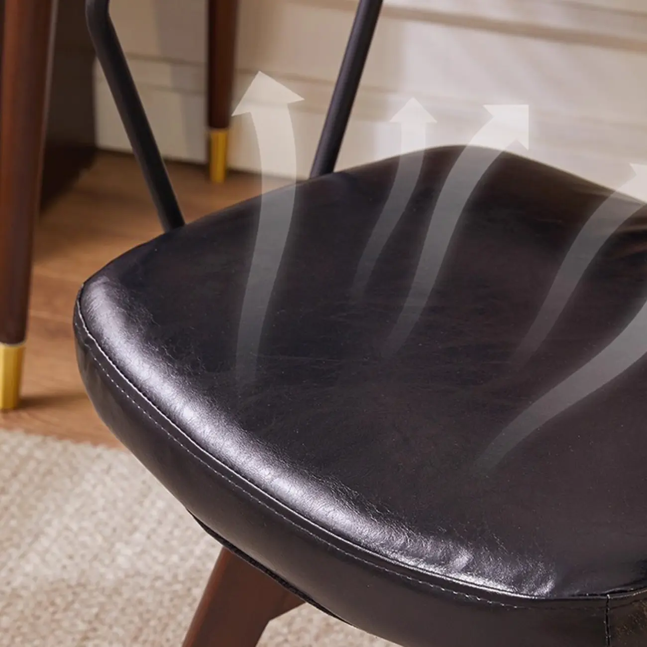 Mid Century Modern Leather Ergonomic Swivel Office Chair Image - 9 | homeyfad