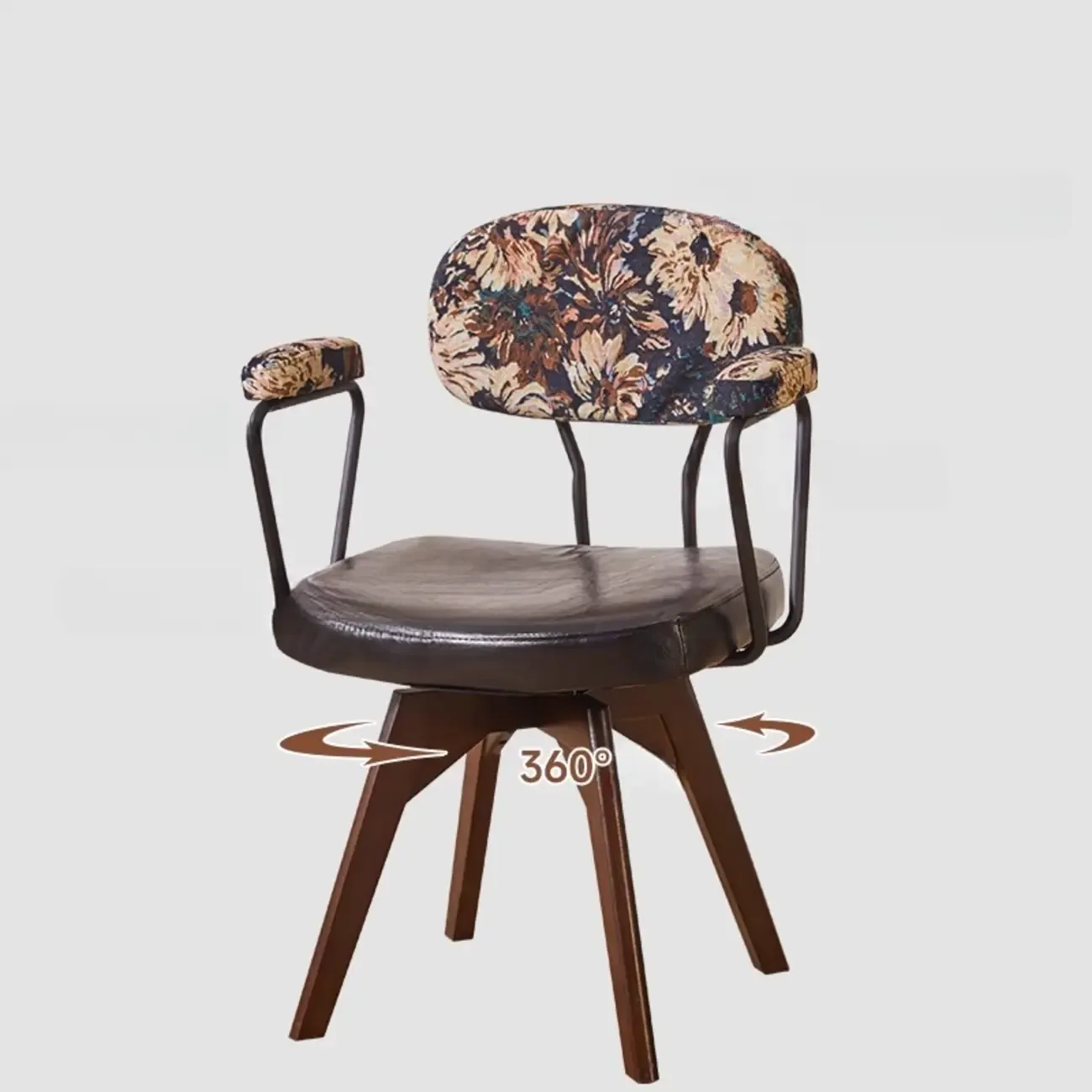 Mid Century Modern Leather Ergonomic Swivel Office Chair Image - 13