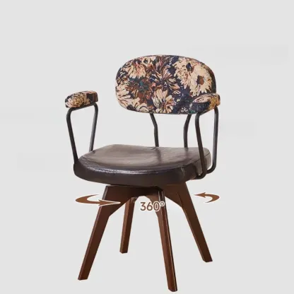 Mid Century Modern Leather Ergonomic Swivel Office Chair Image - 13