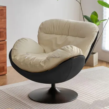 Simple Modern Cat-Resistant Leather Swivel Accent Chair Image - 3