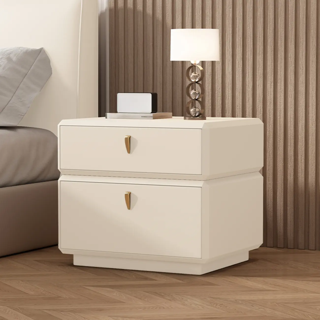 Modern Leather 2-Tier Storage Nightstand Image - 9 | homeyfad