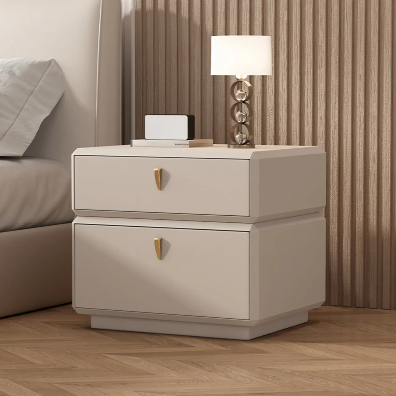 Modern Leather 2-Tier Storage Nightstand Image - 11 | homeyfad