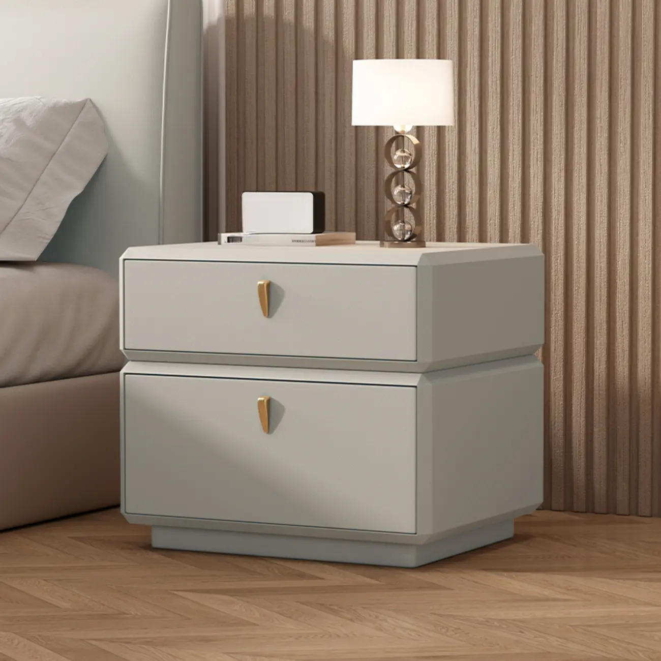 Modern Leather 2-Tier Storage Nightstand Image - 10 | homeyfad