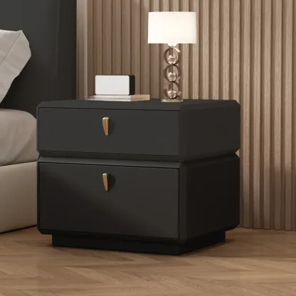 Modern Leather 2-Tier Storage Nightstand Image - 7