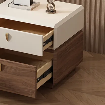 Modern Leather 2-Tier Storage Nightstand Image - 4