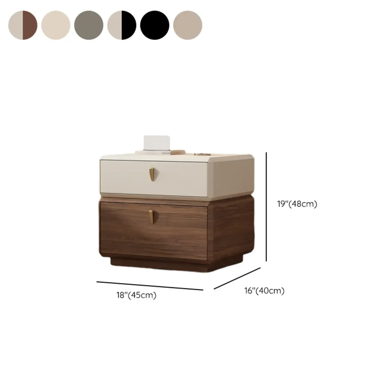 Modern Leather 2-Tier Storage Nightstand Image - 15