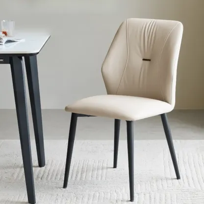 Contemporary Upholstered Faux Leather Dining Chairs Set Of 2 Image - 1