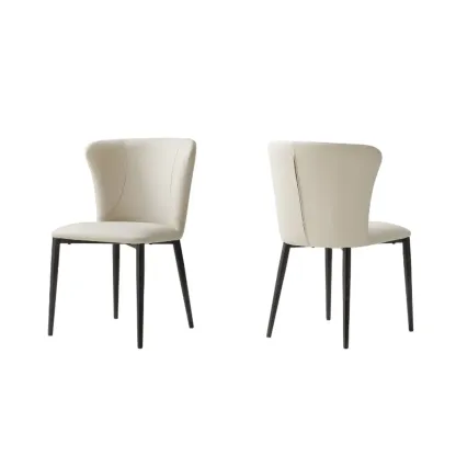 Contemporary Upholstered Faux Leather Dining Chairs Set Of 2 Image - 10