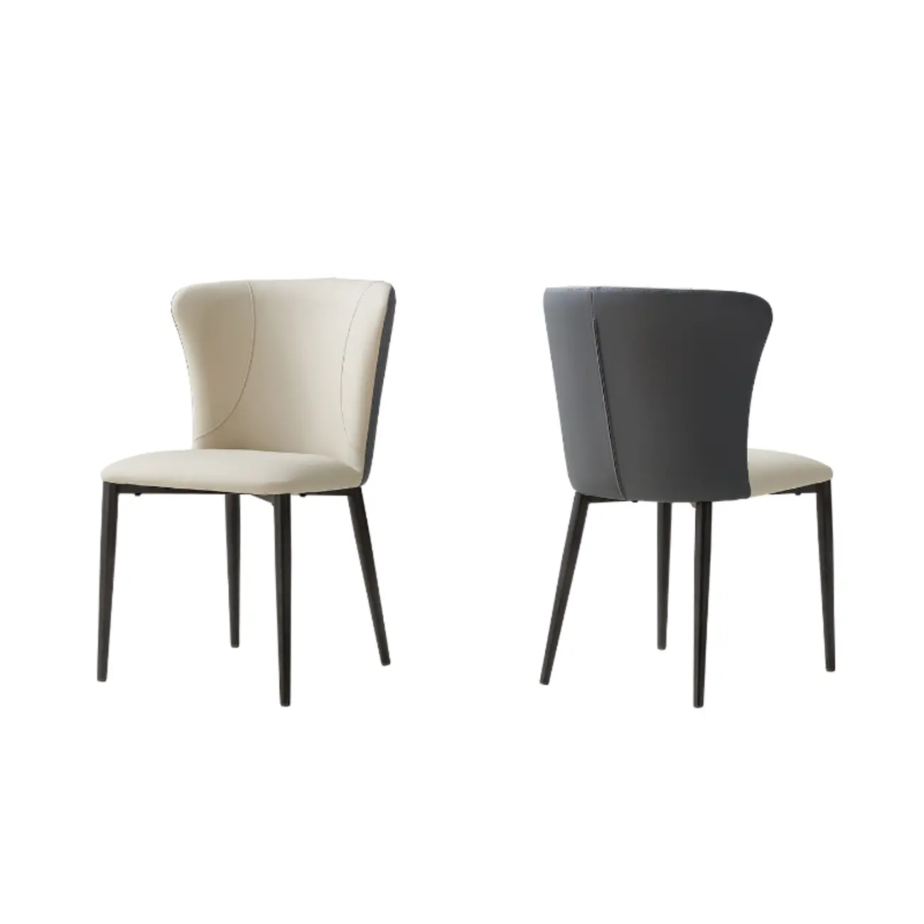Contemporary Upholstered Faux Leather Dining Chairs Set Of 2 Image - 11 | homeyfad