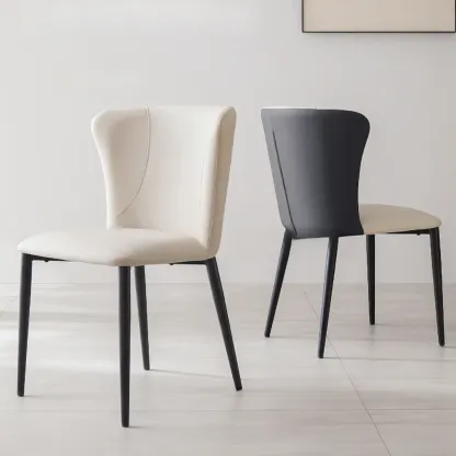 Contemporary Upholstered Faux Leather Dining Chairs Set Of 2 Image - 3