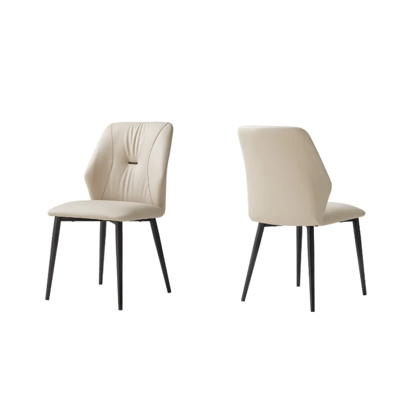 Contemporary Upholstered Faux Leather Dining Chairs Set Of 2 Image - 12 | homeyfad