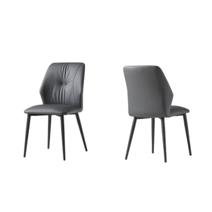 Contemporary Upholstered Faux Leather Dining Chairs Set Of 2 Image - 13