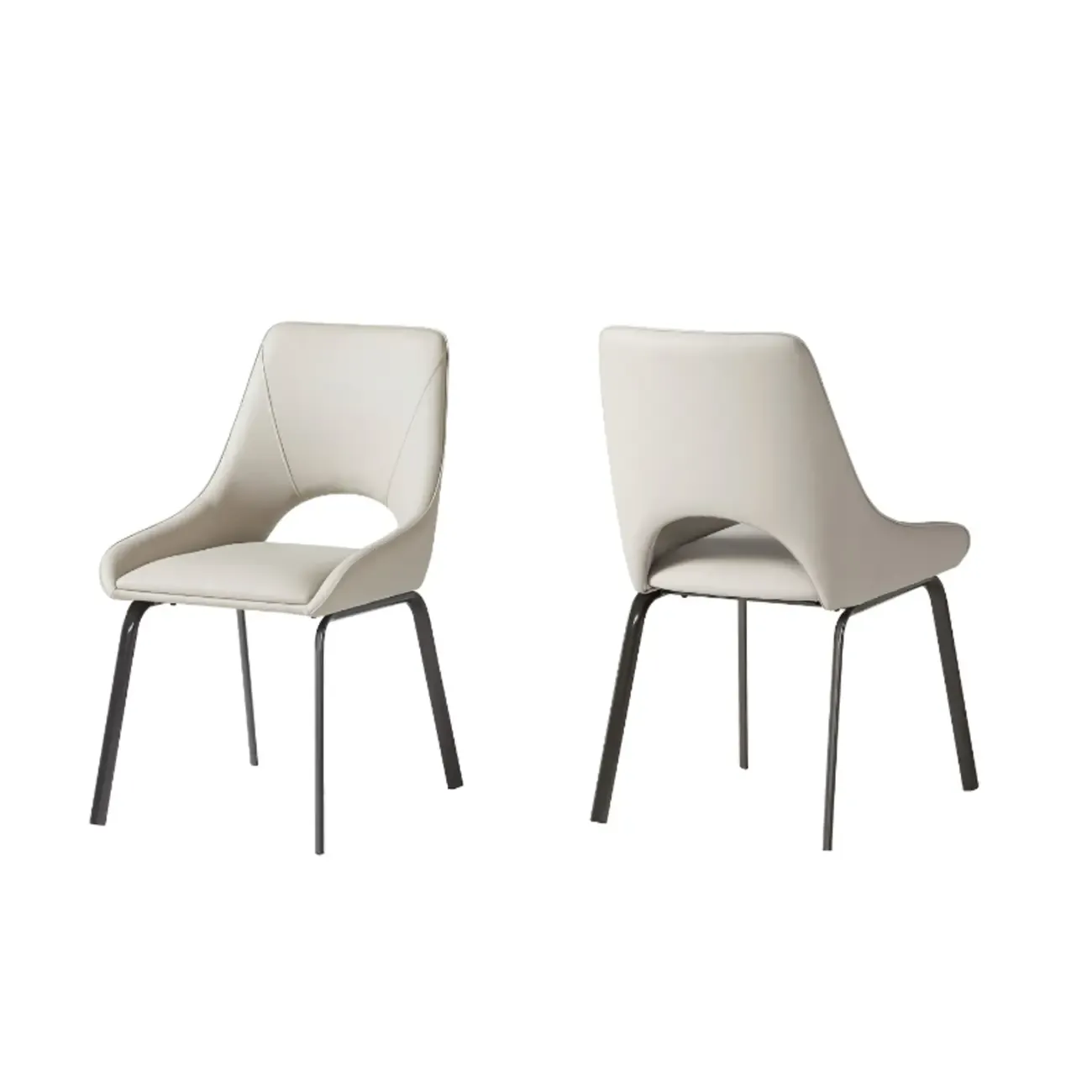 Contemporary Upholstered Faux Leather Dining Chairs Set Of 2 Image - 15