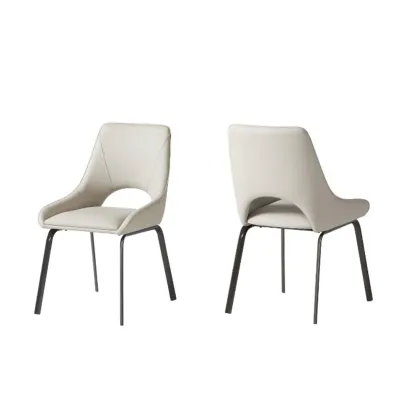 Contemporary Upholstered Faux Leather Dining Chairs Set Of 2 Image - 15