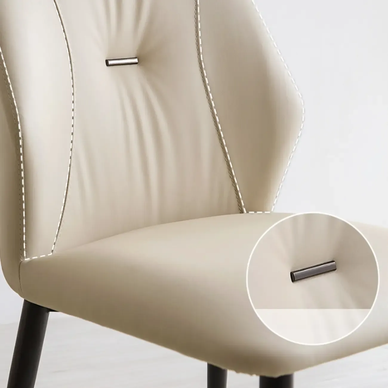 Contemporary Upholstered Faux Leather Dining Chairs Set Of 2 Image - 5