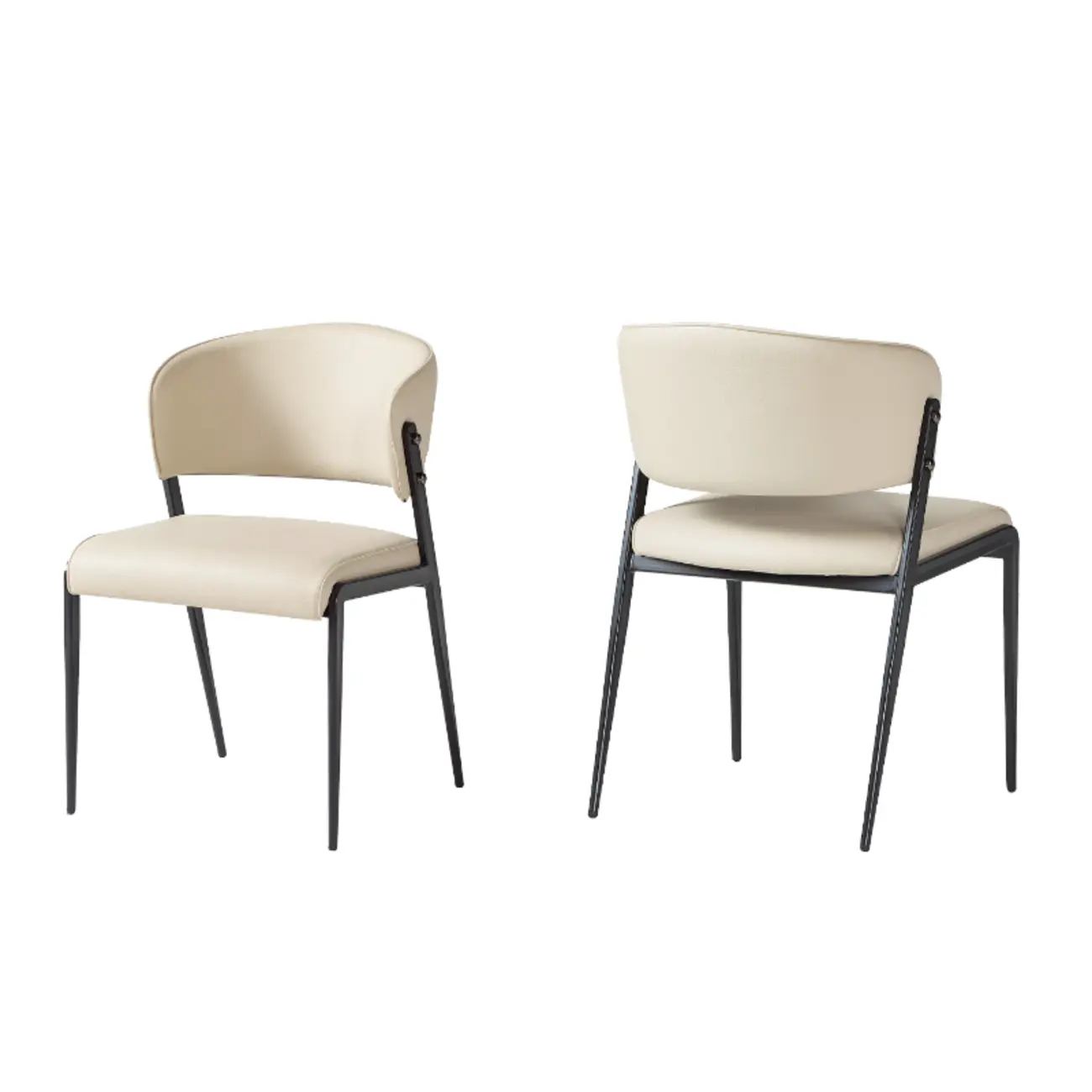 Contemporary Upholstered Faux Leather Dining Chairs Set Of 2 Image - 14 | homeyfad