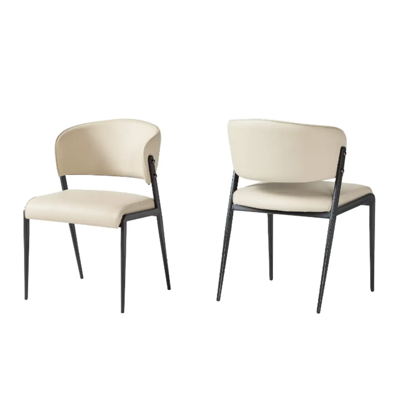 Contemporary Upholstered Faux Leather Dining Chairs Set Of 2 Image - 14