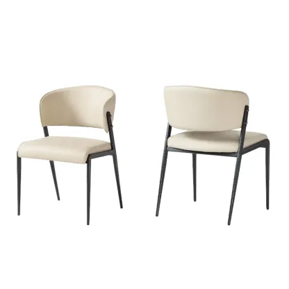 Contemporary Upholstered Faux Leather Dining Chairs Set Of 2 Image - 14