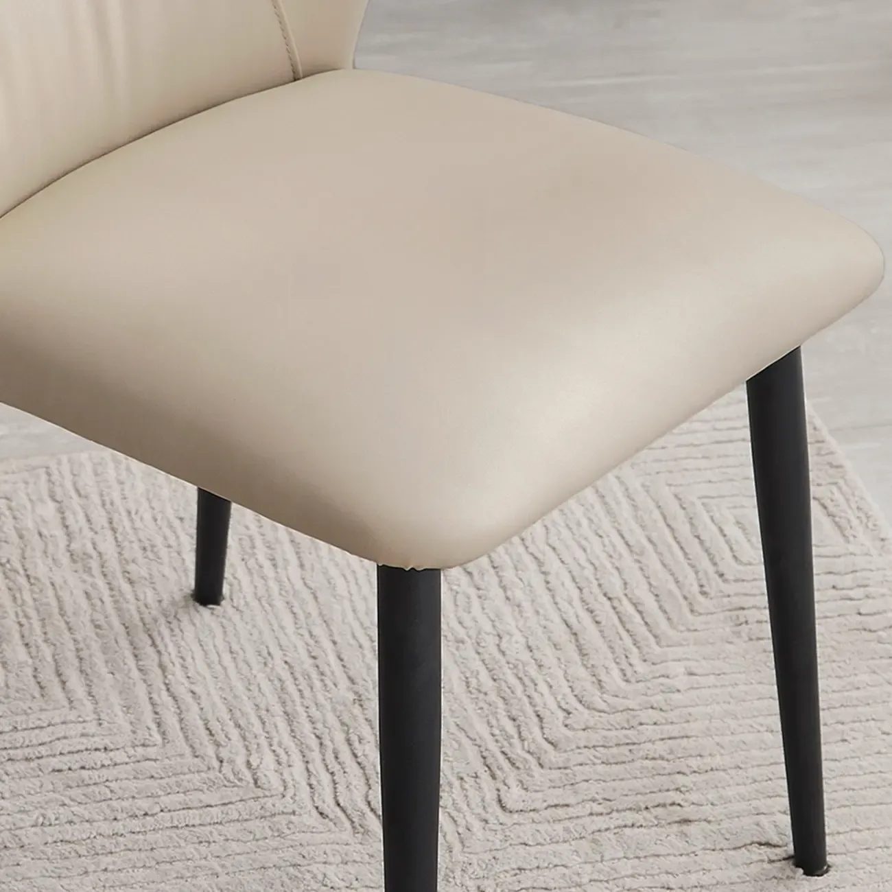 Contemporary Upholstered Faux Leather Dining Chairs Set Of 2 Image - 6