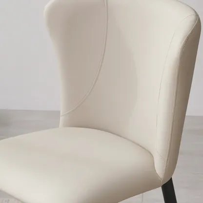 Contemporary Upholstered Faux Leather Dining Chairs Set Of 2 Image - 8