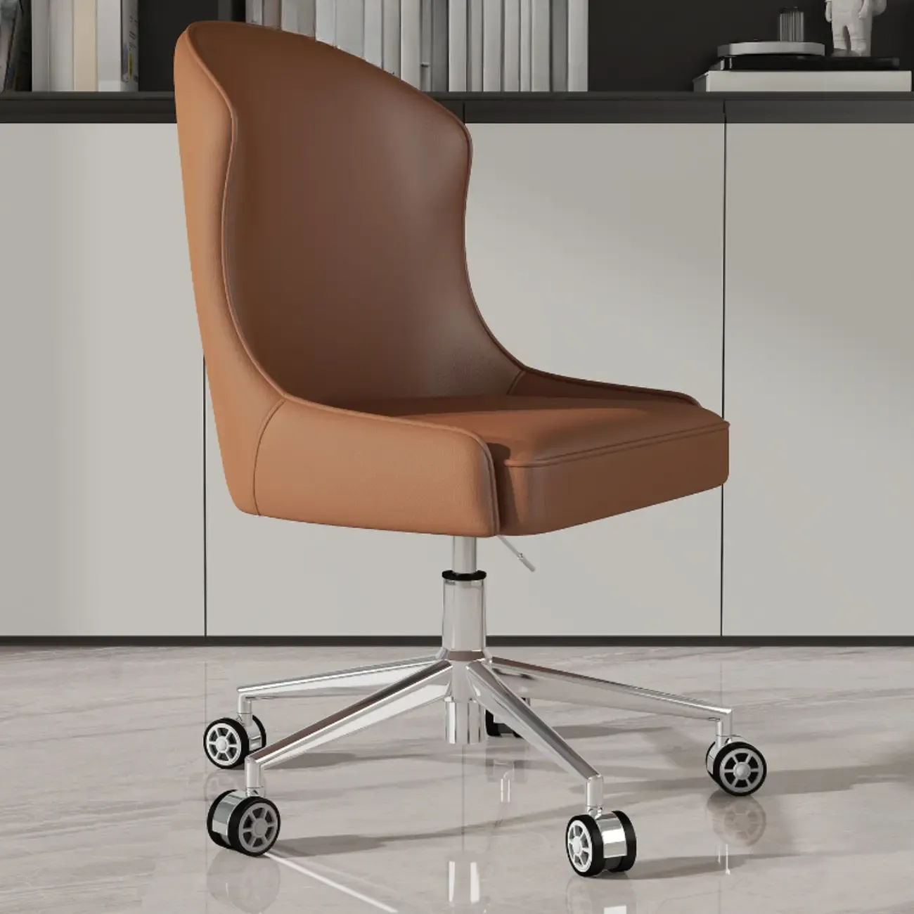 Adjustable Swivel Modern Faux Leather Upholstered Office Chair Image - 1