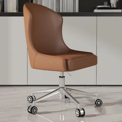 Adjustable Swivel Modern Faux Leather Upholstered Office Chair Image - 1