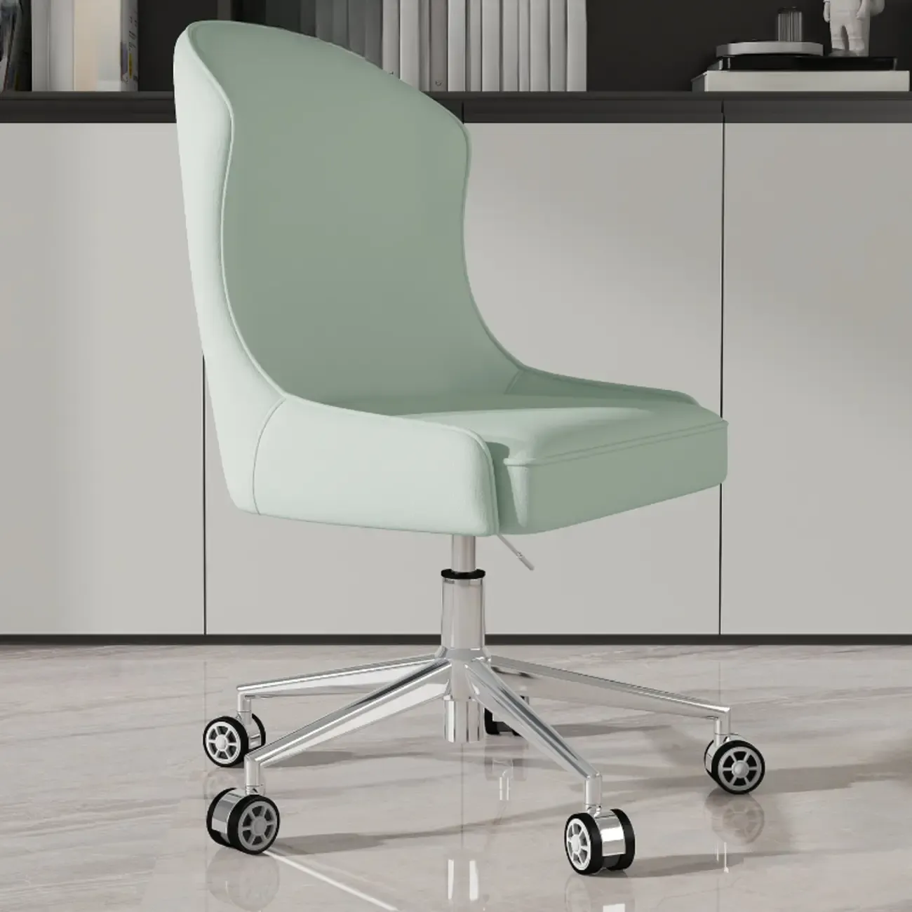 Adjustable Swivel Modern Faux Leather Upholstered Office Chair Image - 2