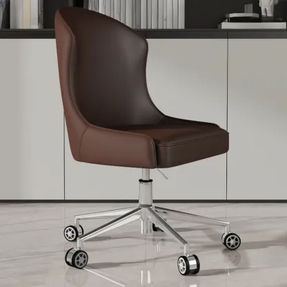 Adjustable Swivel Modern Faux Leather Upholstered Office Chair Image - 6